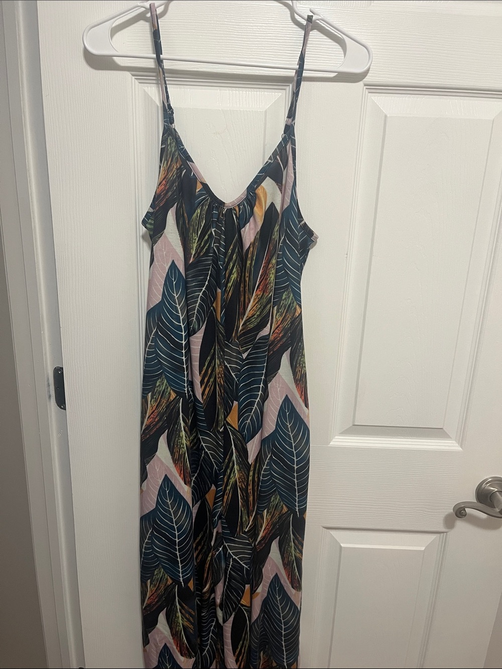 Tropical Leaf Print flowy jumpsuit